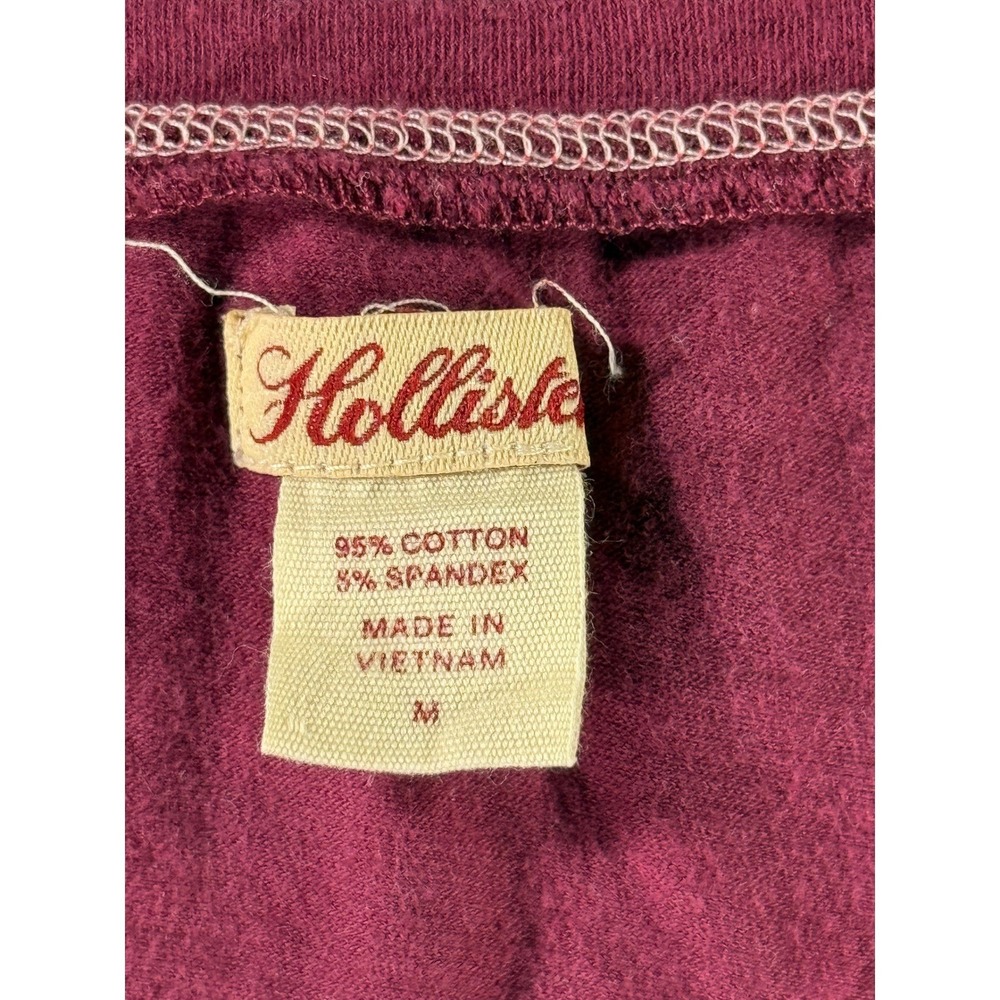 Y2K Hollister Womens Scoop Neck Cap Sleeve T-Shirt Burgundy Maroon Size M - Picture 3 of 6
